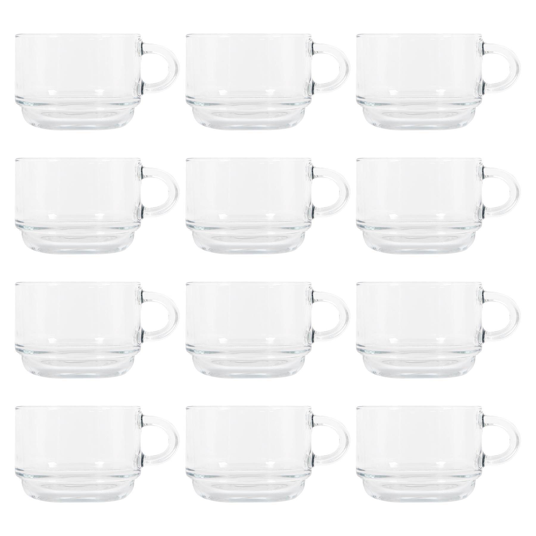 LAV Cozy Stacking Glass Coffee Cups - 270ml - Pack of 12 - Image 1