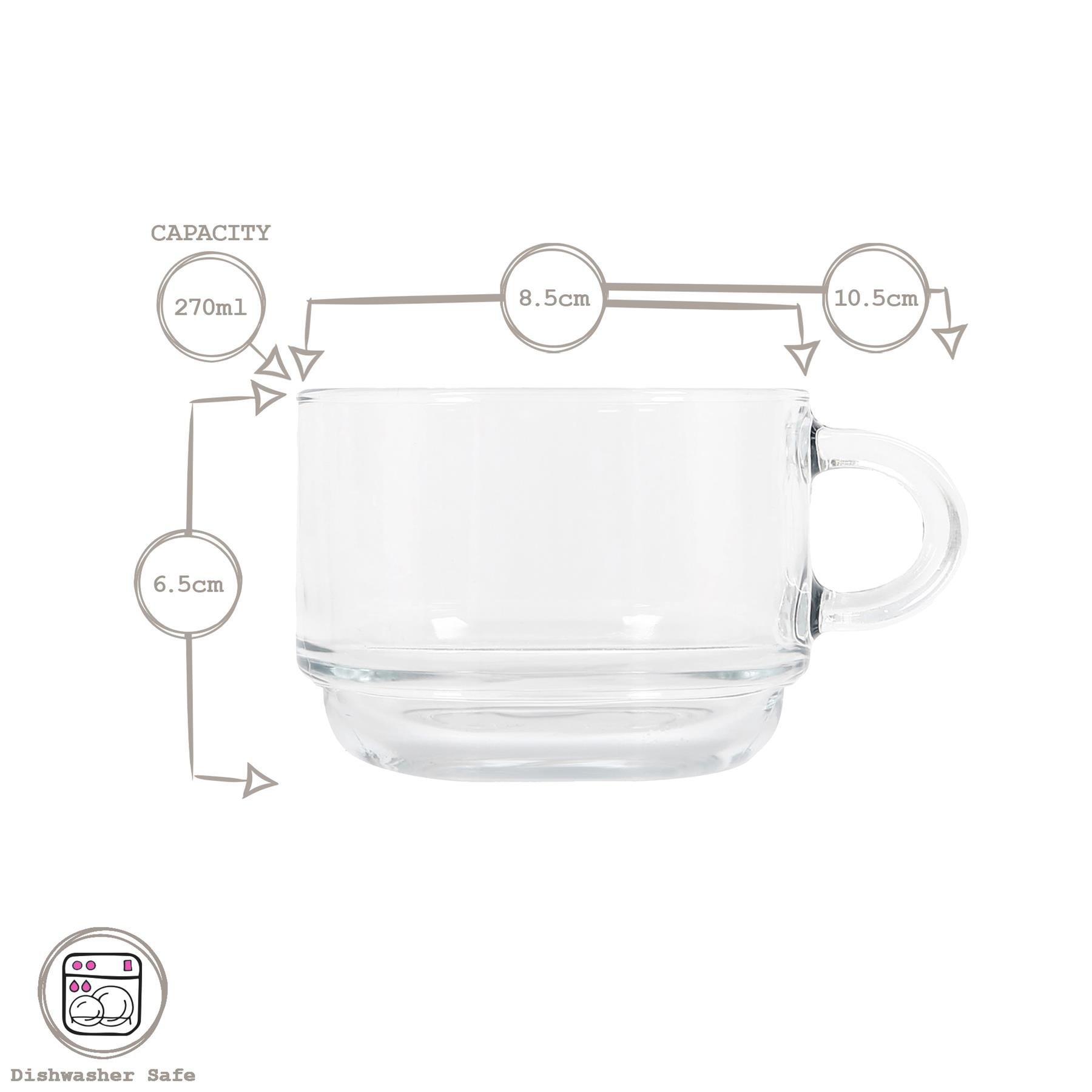 LAV Cozy Stacking Glass Coffee Cups - 270ml - Pack of 12 - Image 3