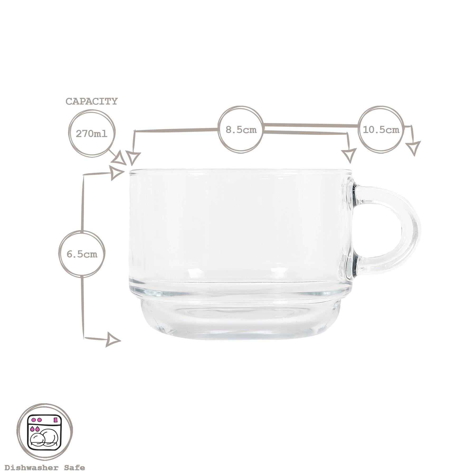 LAV Cozy Stacking Glass Coffee Cups - 270ml - Pack of 12 - Image 3