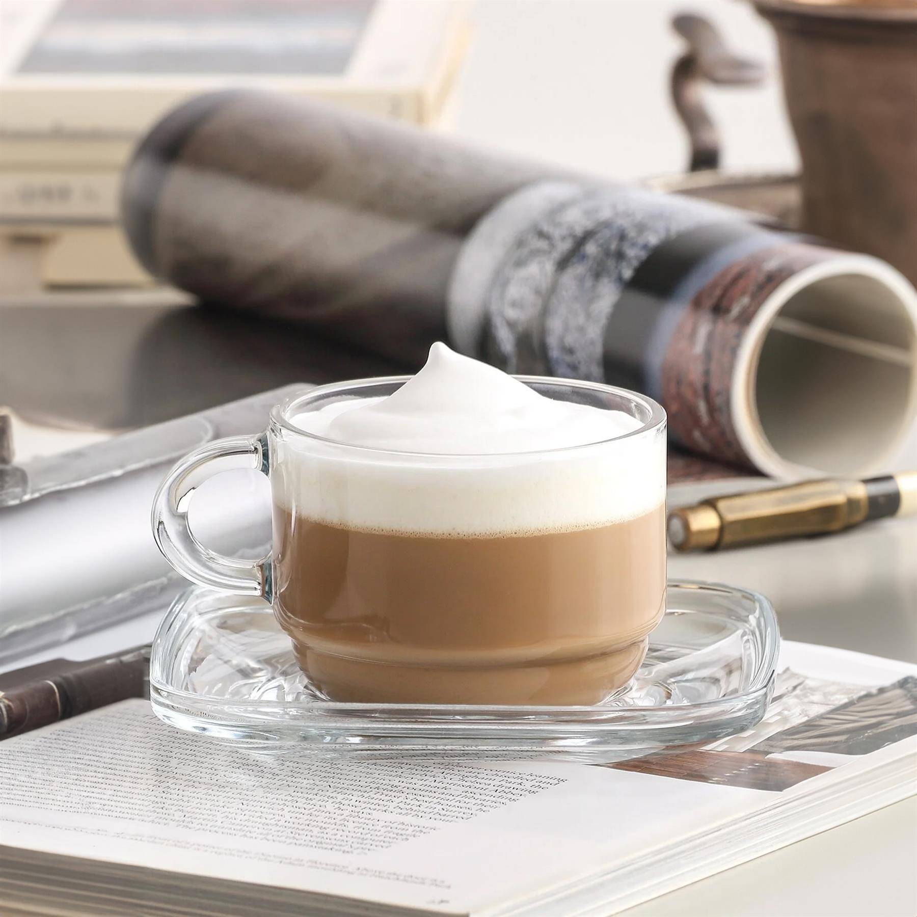 LAV Cozy Stacking Glass Coffee Cups - 270ml - Pack of 12 - Image 5