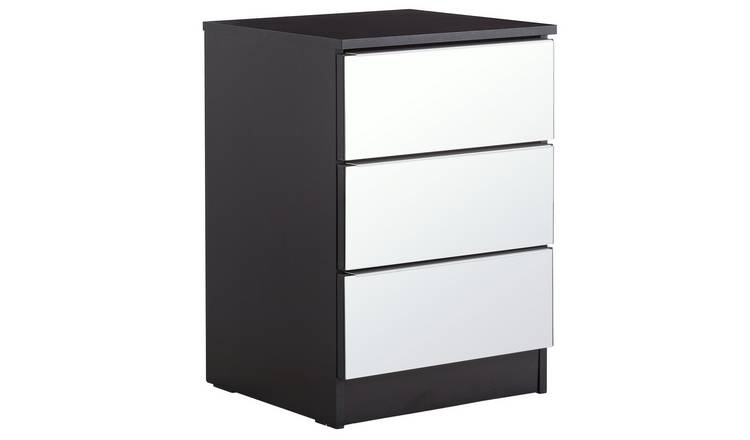 Buy Argos Home Sandon 3 Drawer Bedside Table Black Mirrored