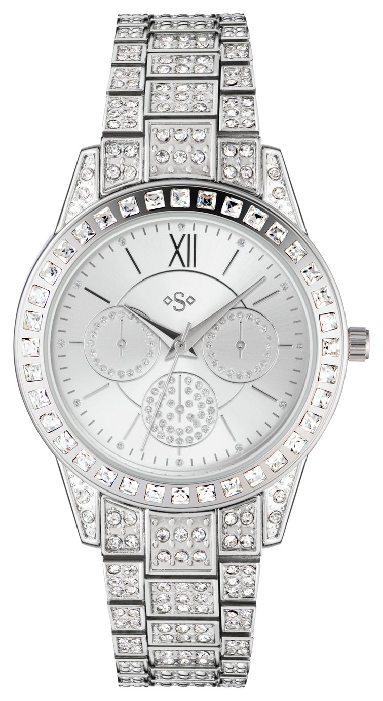 Spirit Lux Ladies Silver Stone Set Bracelet Watch