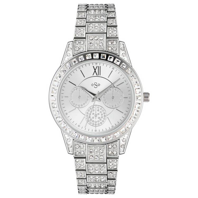 Spirit Lux Ladies Silver Stone Set Bracelet Watch 0
