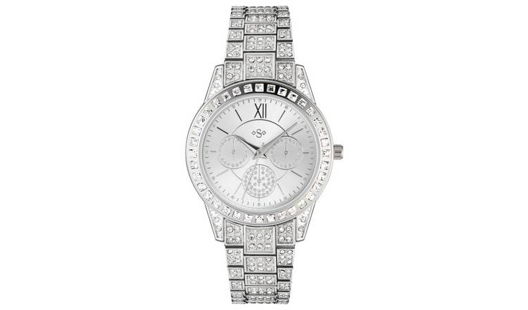 Spirit Lux Ladies Silver Stone Set Bracelet Watch