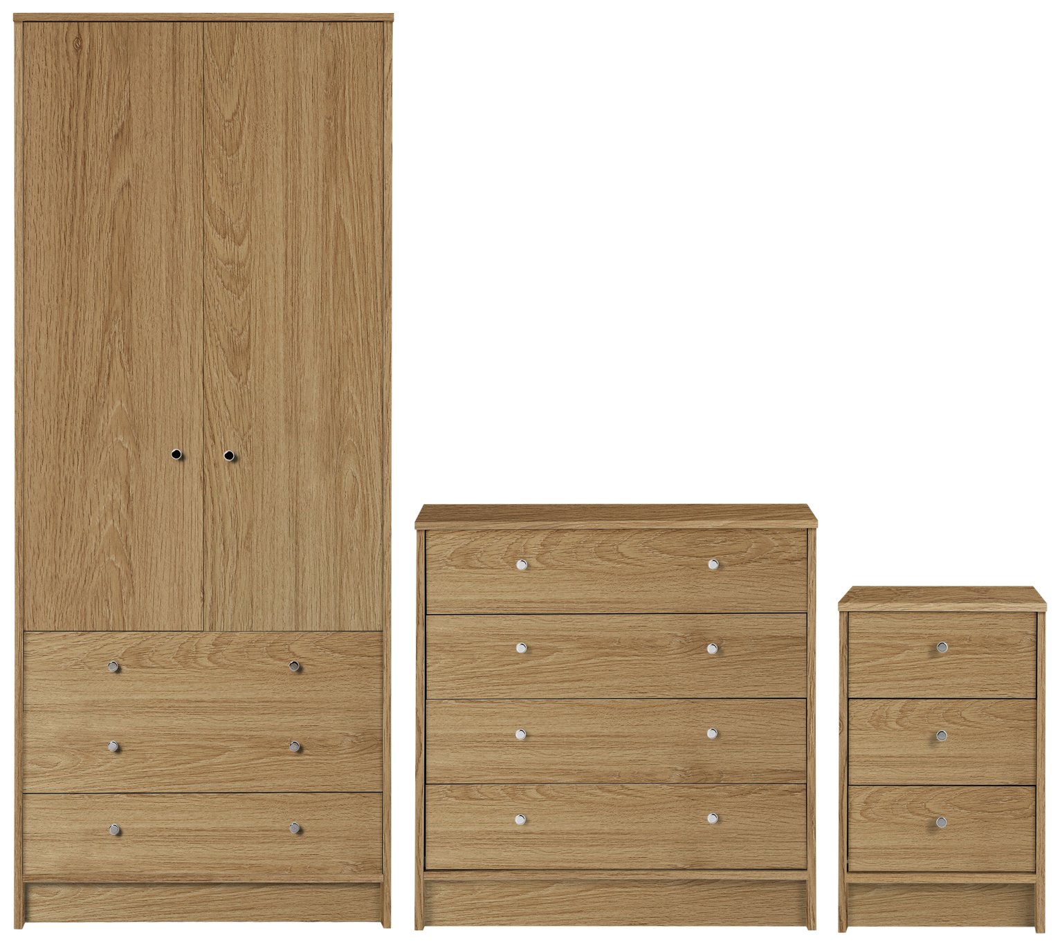 Argos Home Malibu 3 Piece 2 Door Wardrobe Set - Oak Effect