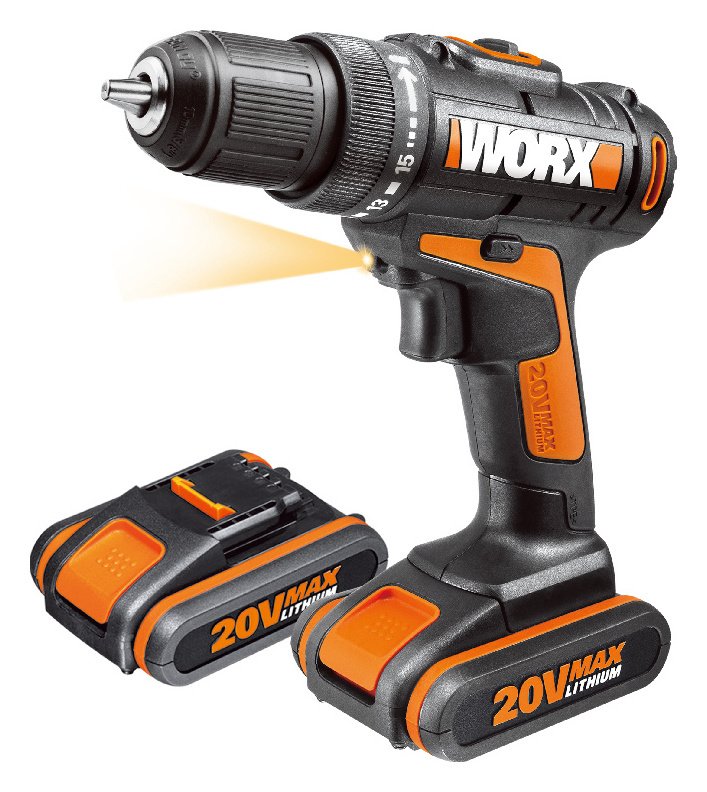 WORX MaxLithium Cordless Drill Driver with 2 20V Batteries