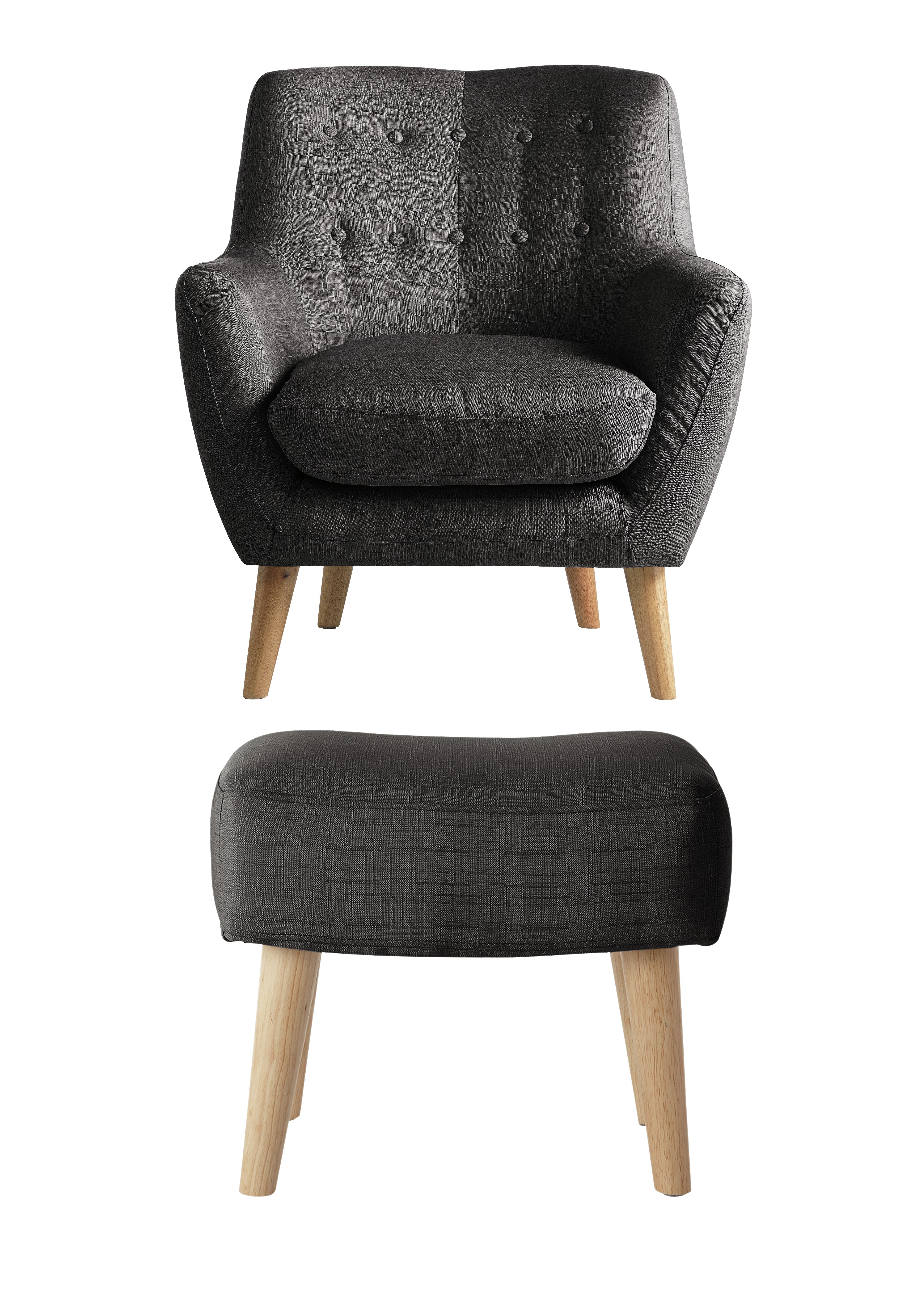 Argos Home Otis Fabric Accent Chair and Footstool - Charcoal (5547915
