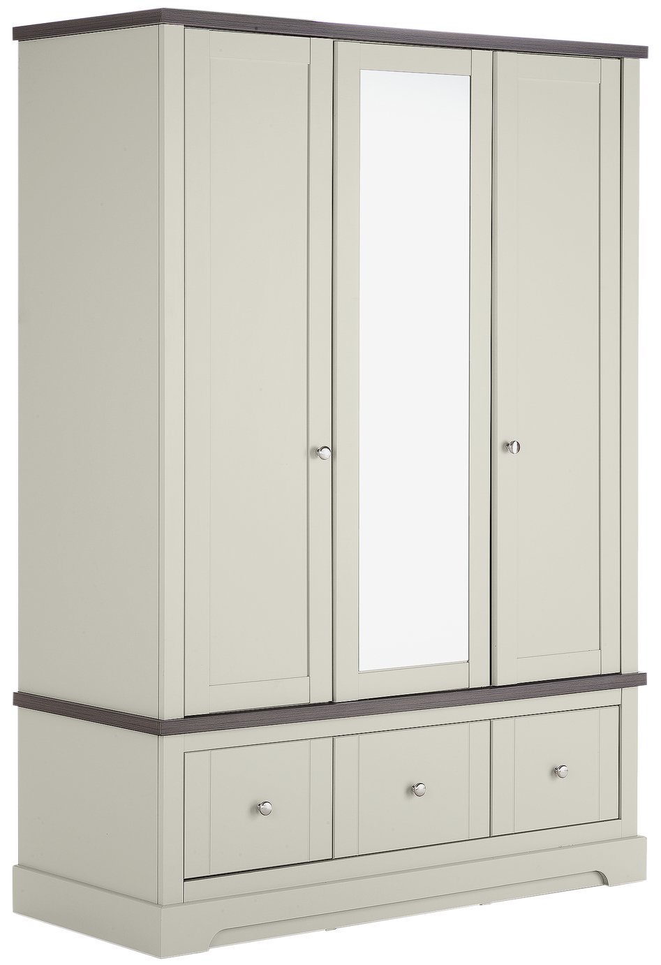 Argos Home Westbury 3 Door 3 Drw Mirrored Wardrobe - Grey