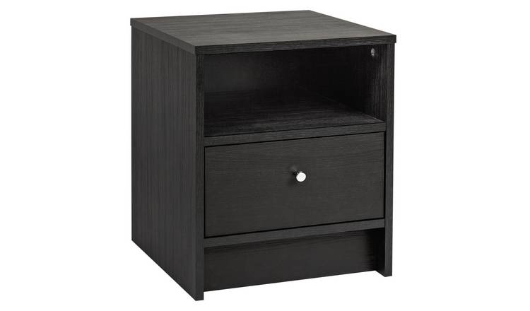 Black and deals oak bedside table