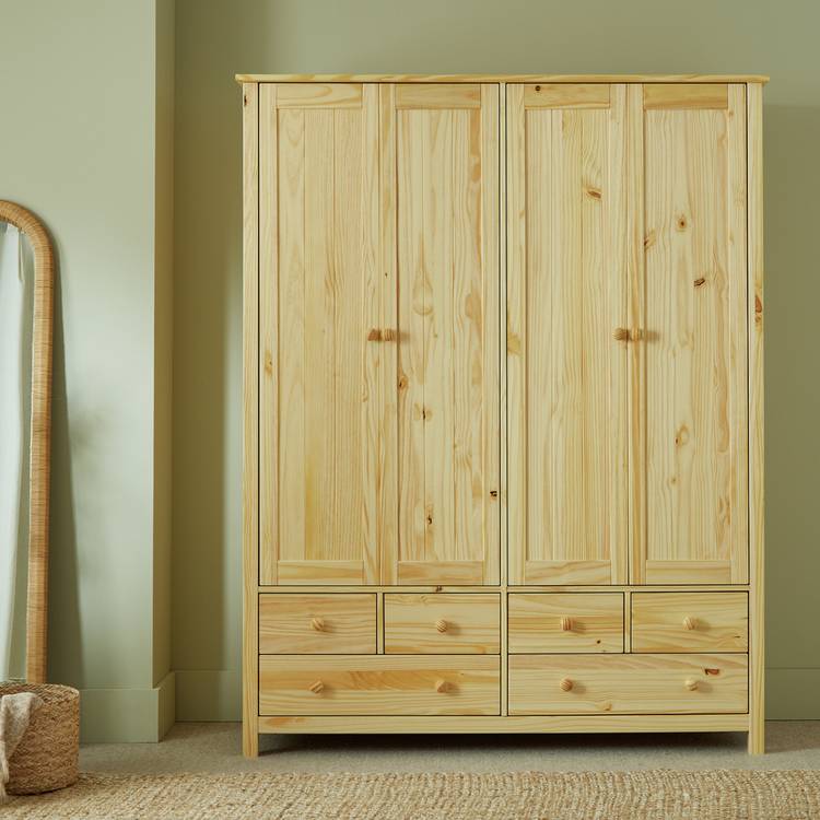 Argos Home New Scandinavia 4 Door 6 Drawer Wardrobe - Pine 0