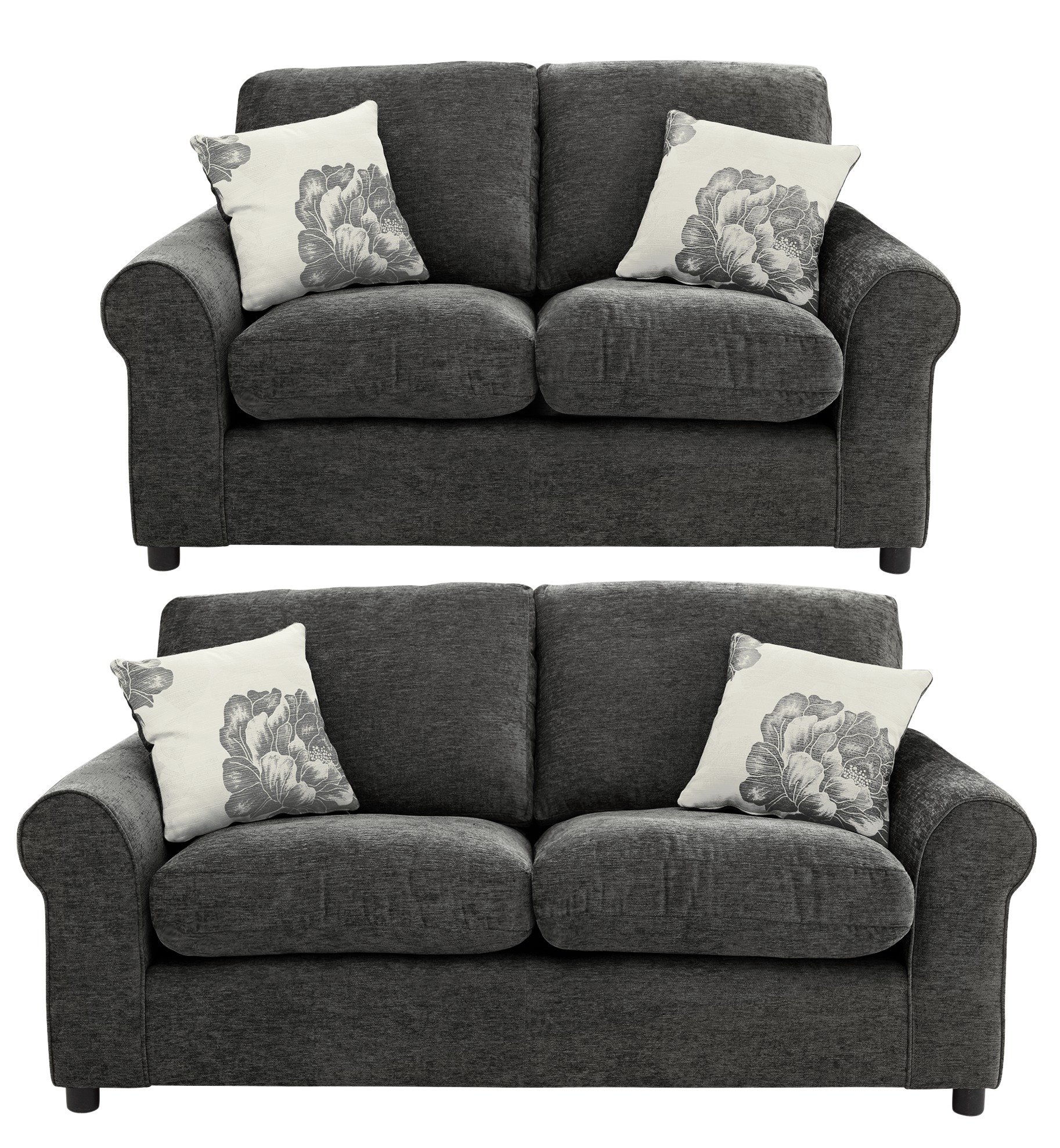 Argos Home Tessa Fabric 3 Seat & Compact 3 Seat Sofa - Char