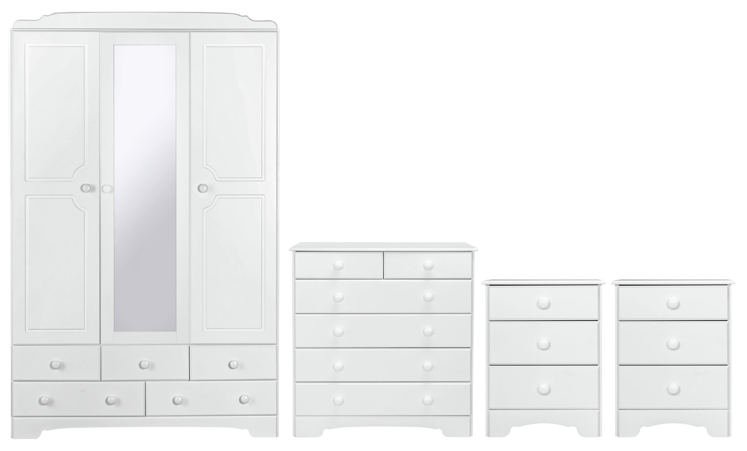 Argos Home Nordic 4 Piece 3 Door Wardrobe Set - Soft White