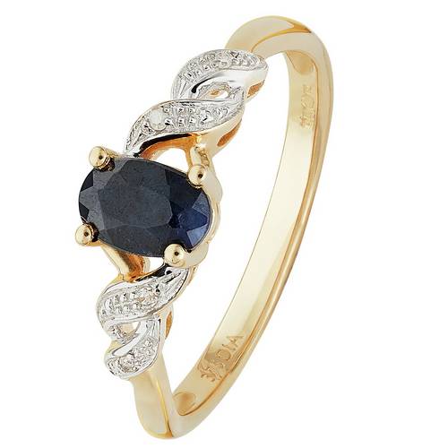 Buy Revere 9ct Yellow Gold Oval Sapphire and Diamond Accent Ring