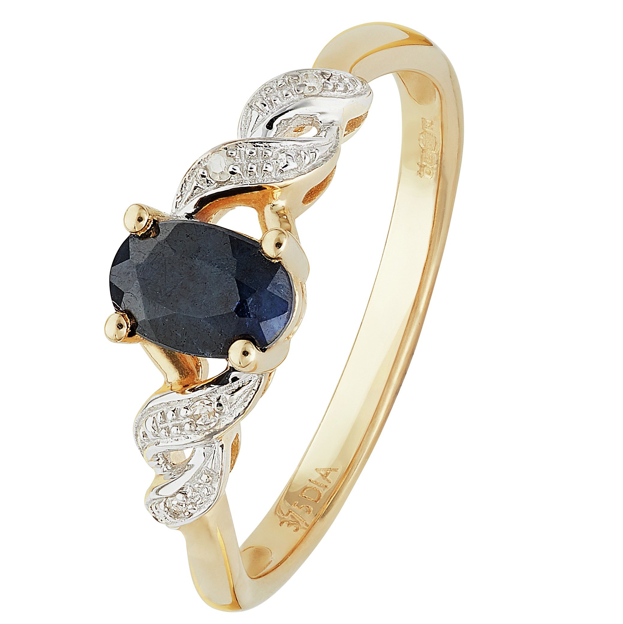 Buy Revere 9ct Yellow Gold Oval Sapphire and Diamond Accent Ring 