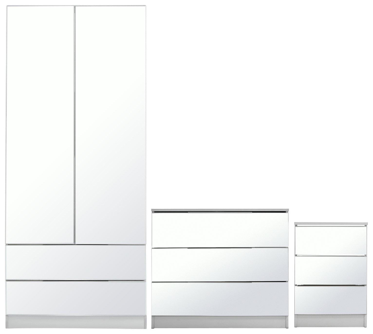 Argos Home Sandon 3 Piece 2 Door Mirror Wardrobe Set - White