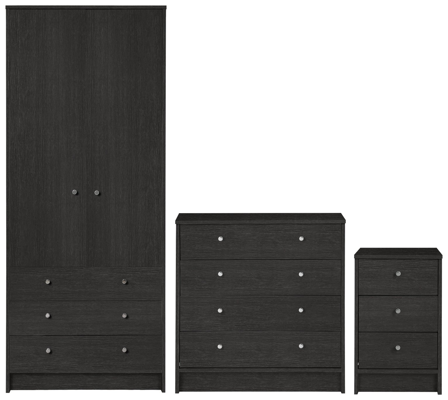 Argos Home Malibu 3 Piece Wardrobe Set - Black Oak Effect