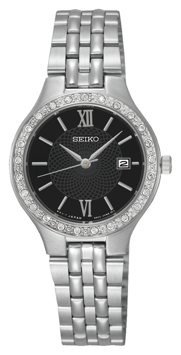 Seiko Ladies' Black Dial Stainless Steel Watch