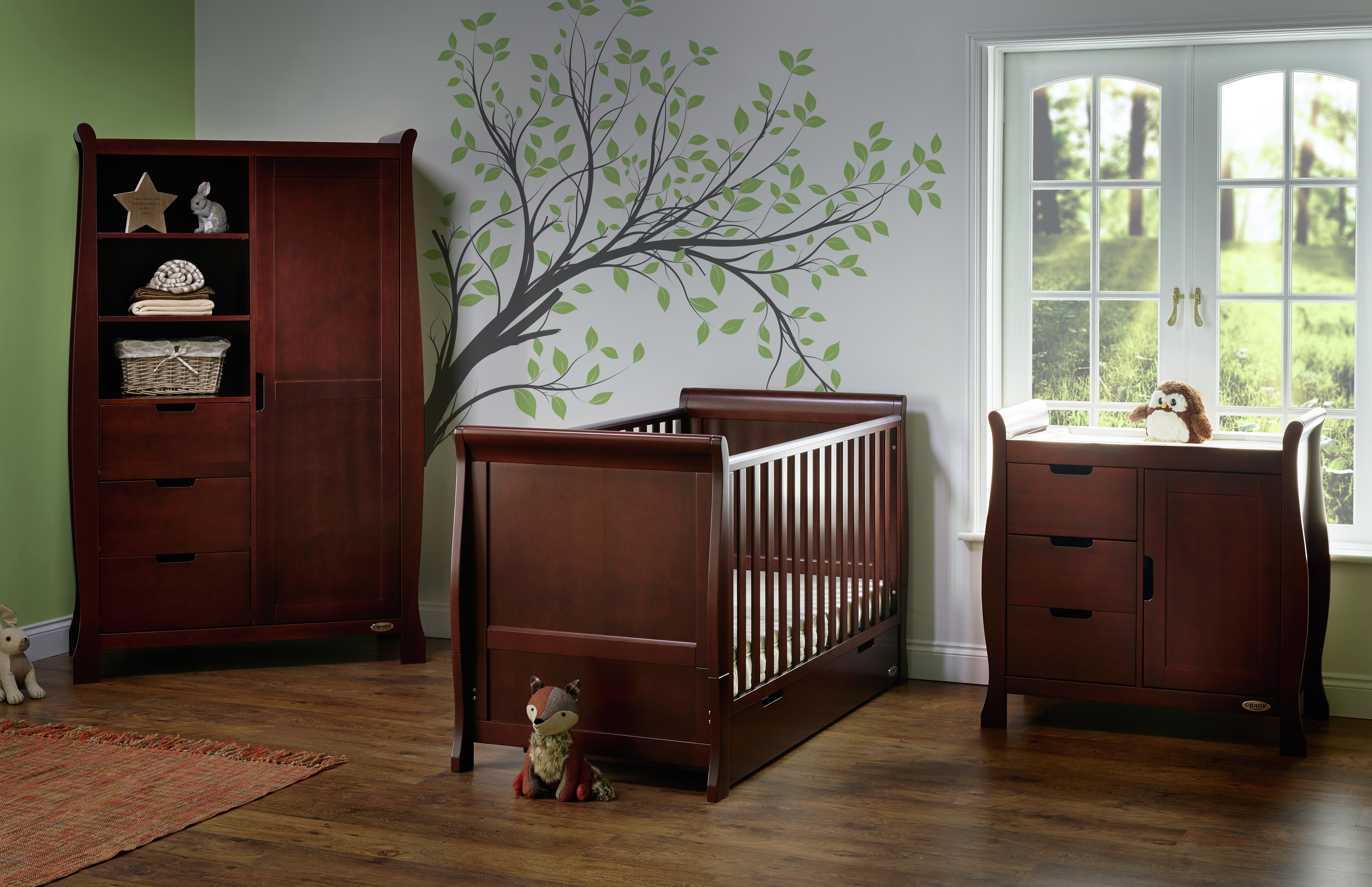 Obaby Stamford Sleigh 3 Piece Room Set - Walnut