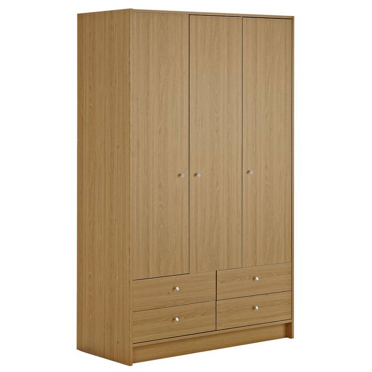Argos Home Malibu 3 Door 4 Drawer Wardrobe - Oak Effect 0