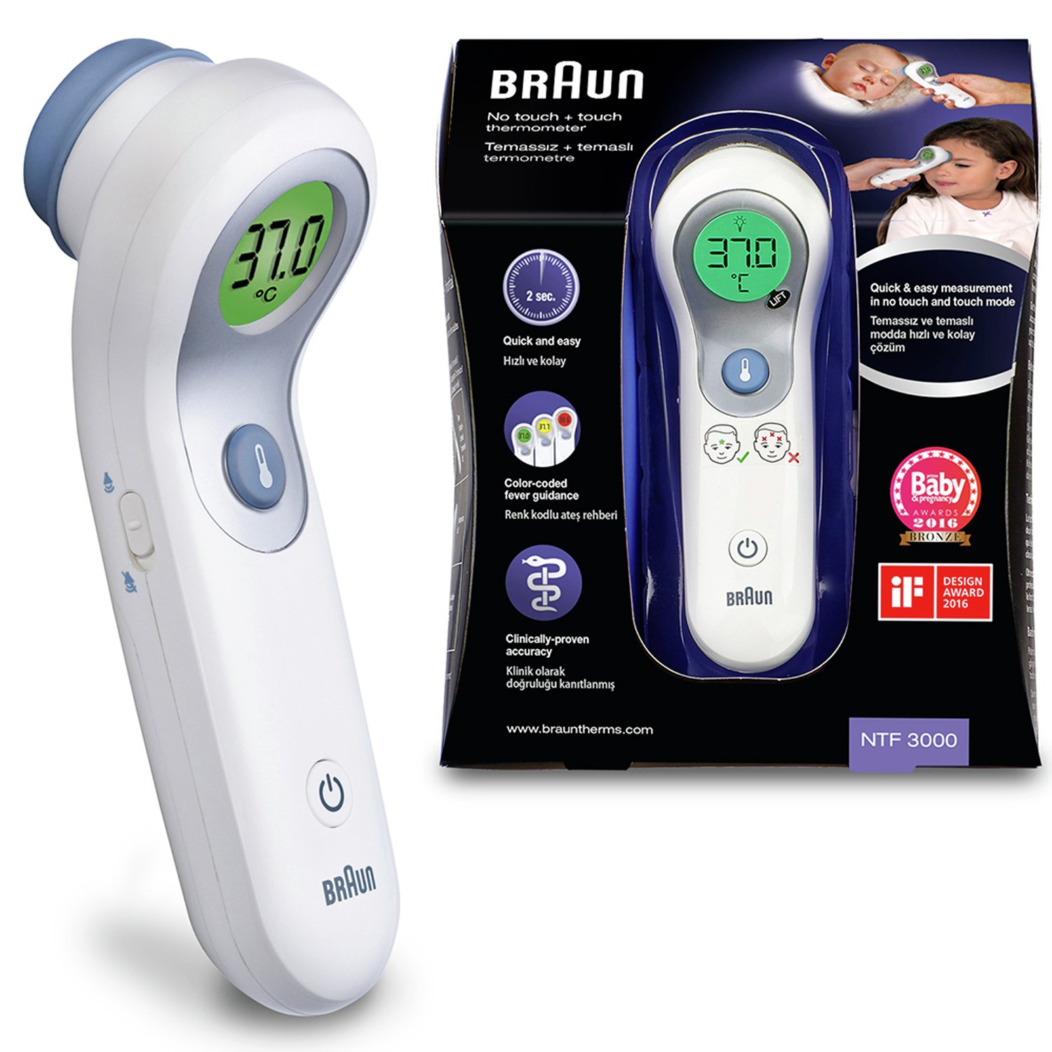 Braun 2 in 1 Non Contact Digital Forehead Thermometer