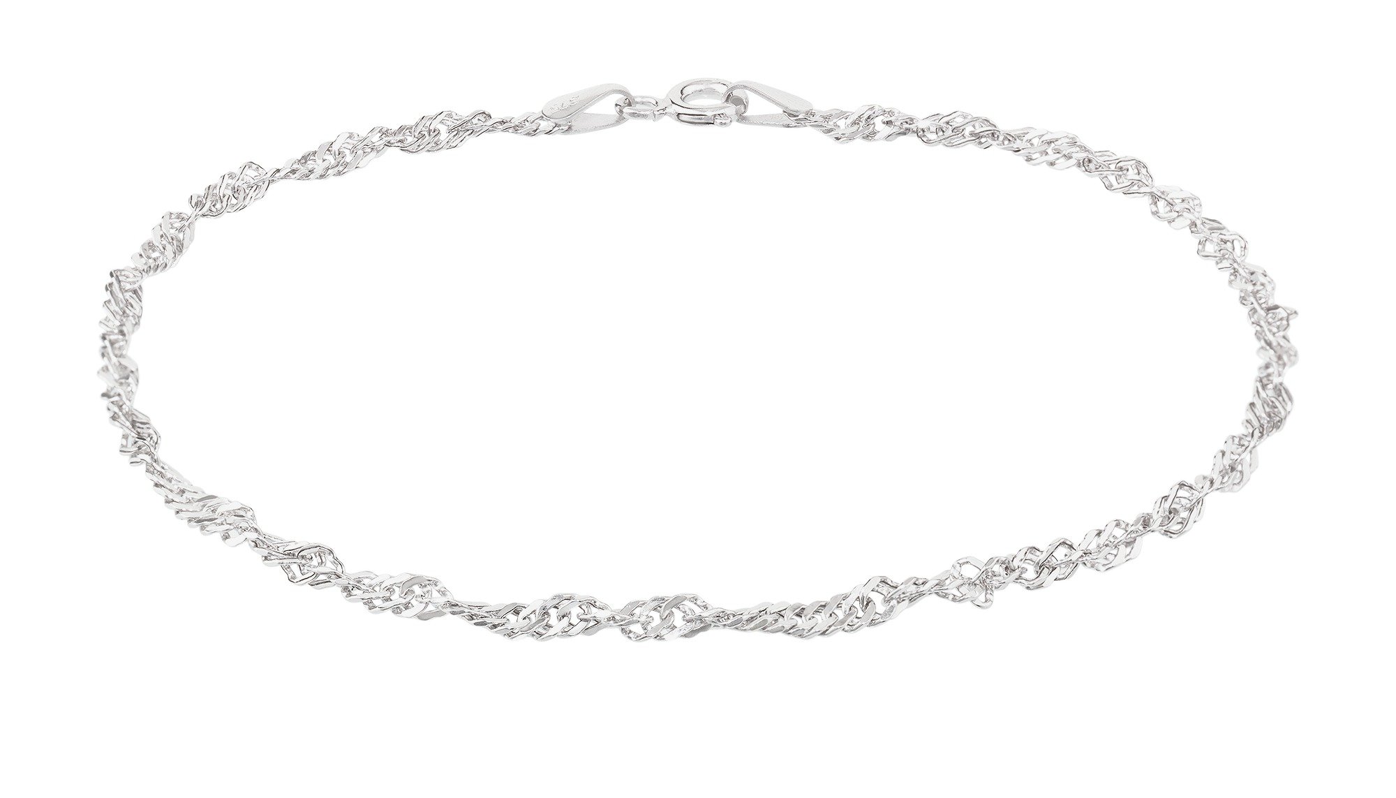 Revere 9ct White Gold Twist Curb 7.5 Inch Bracelet