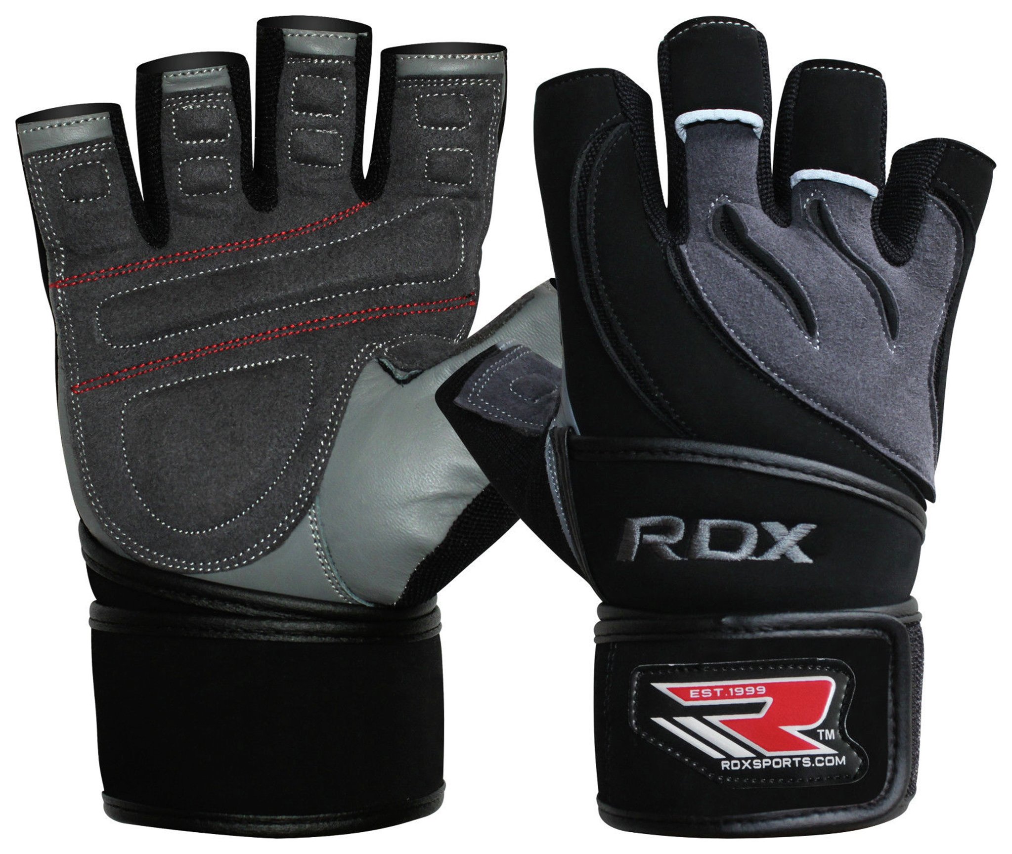 RDX Leather Weight Lifting Gloves with Strap 