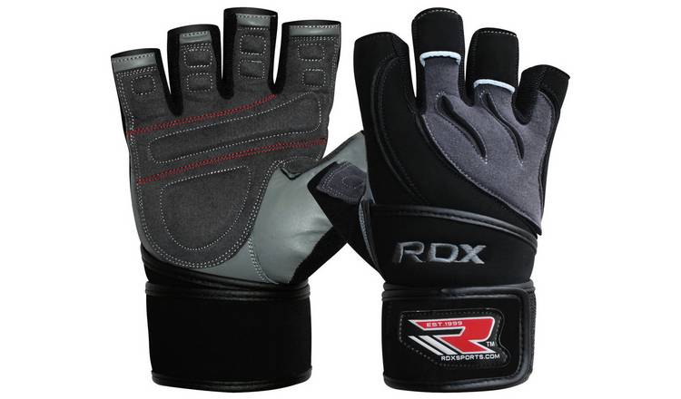 RDX Leather Weight Lifting Gloves with Strap 