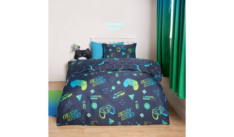 OHS Gaming Duvet Cover Set Reversible Bedding Green - Single
