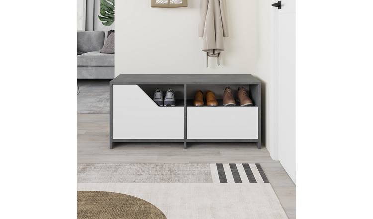 Decortie Nexus Particleboard Shoe Cabinet - Grey, White