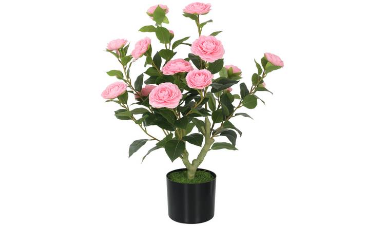 HOMCOM Artificial Camellia Flower Plant in Pot - Pink