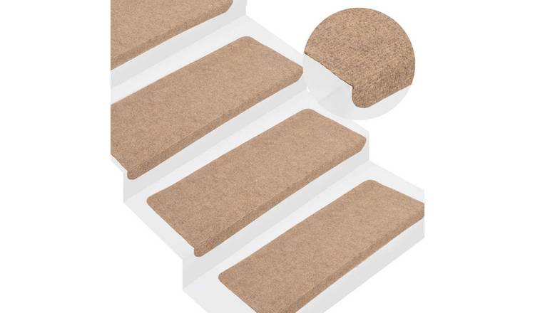 Walplus Pack of 15 Needle-Punched Stair Mats - Beige - 65 x 24.5 cm