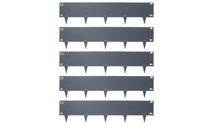 Harbour Housewares 5pc Steel Lawn Edging Set - 5m x 16cm - Anthracite
