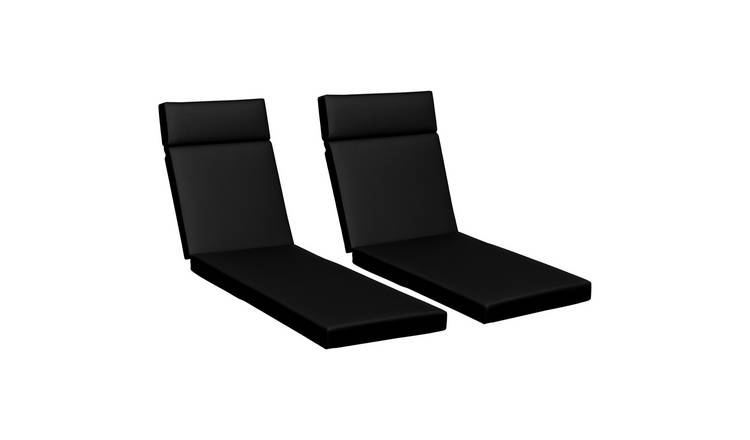 Outsunny Set of 2 Rattan Sun Lounger Cushions with Ties - Black