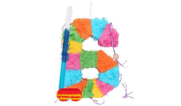 Fax Potato Number 6 Pinata Set with Stick & Blindfold - Blue Stick