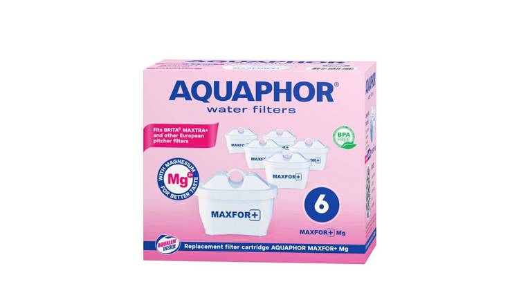 AQUAPHOR Maxfor+ 6 Pack Water Filter Cartridges with Magnesium Release