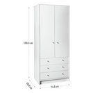 New malibu 2 door 3 drawer wardrobe