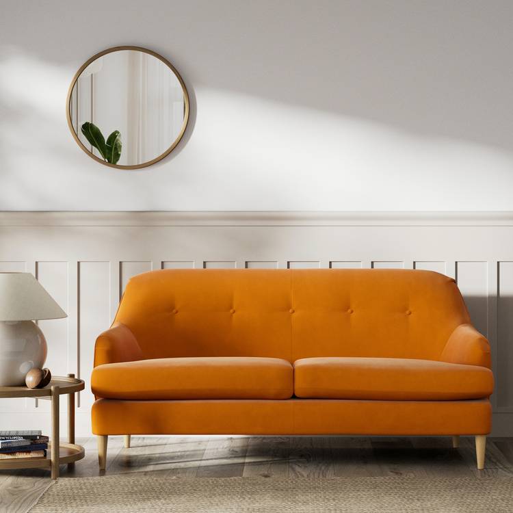 Habitat Frome Fabric 2 Seater Sofa - Orange - Ash Leg 0