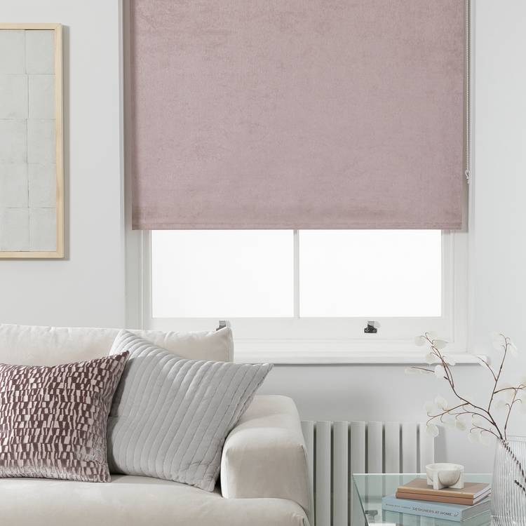 Argos Home Crushed Blackout Blush Pink Roller Blind - 120cm 0