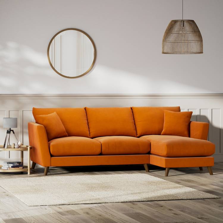 Habitat Lomond Right Hand Corner Sofa - Orange - Dark Leg 0