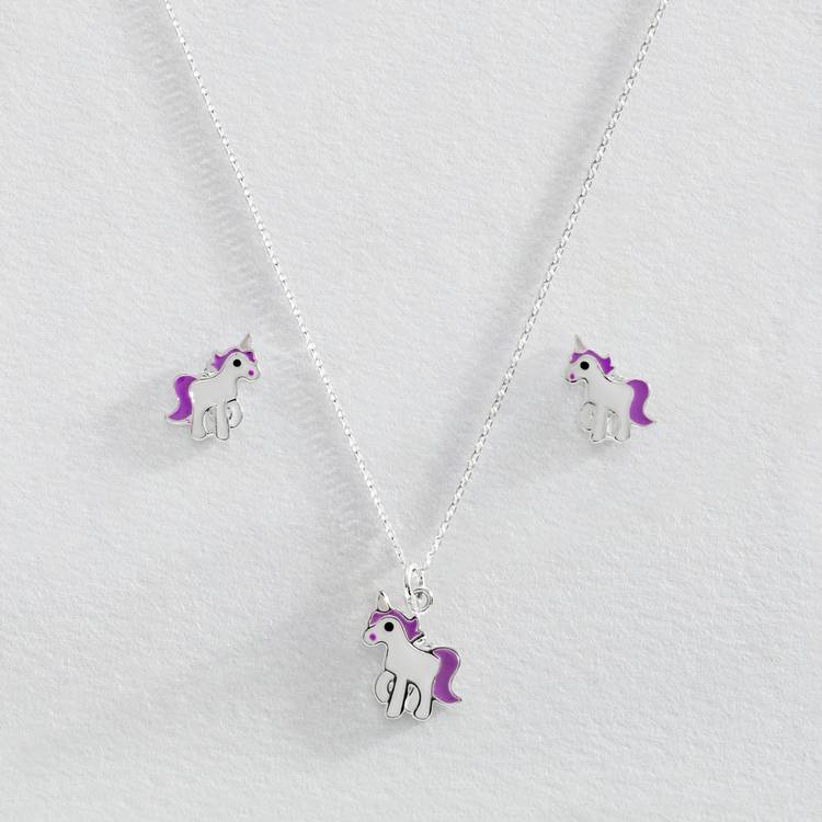 Revere Sterling Silver Enamel Stud Earrings And Necklace Set 0