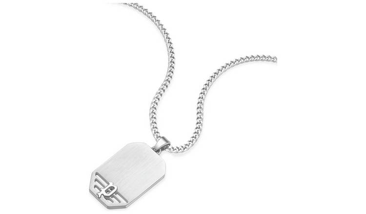 Police Stainless Steel P Wing's Logo Tag Necklace