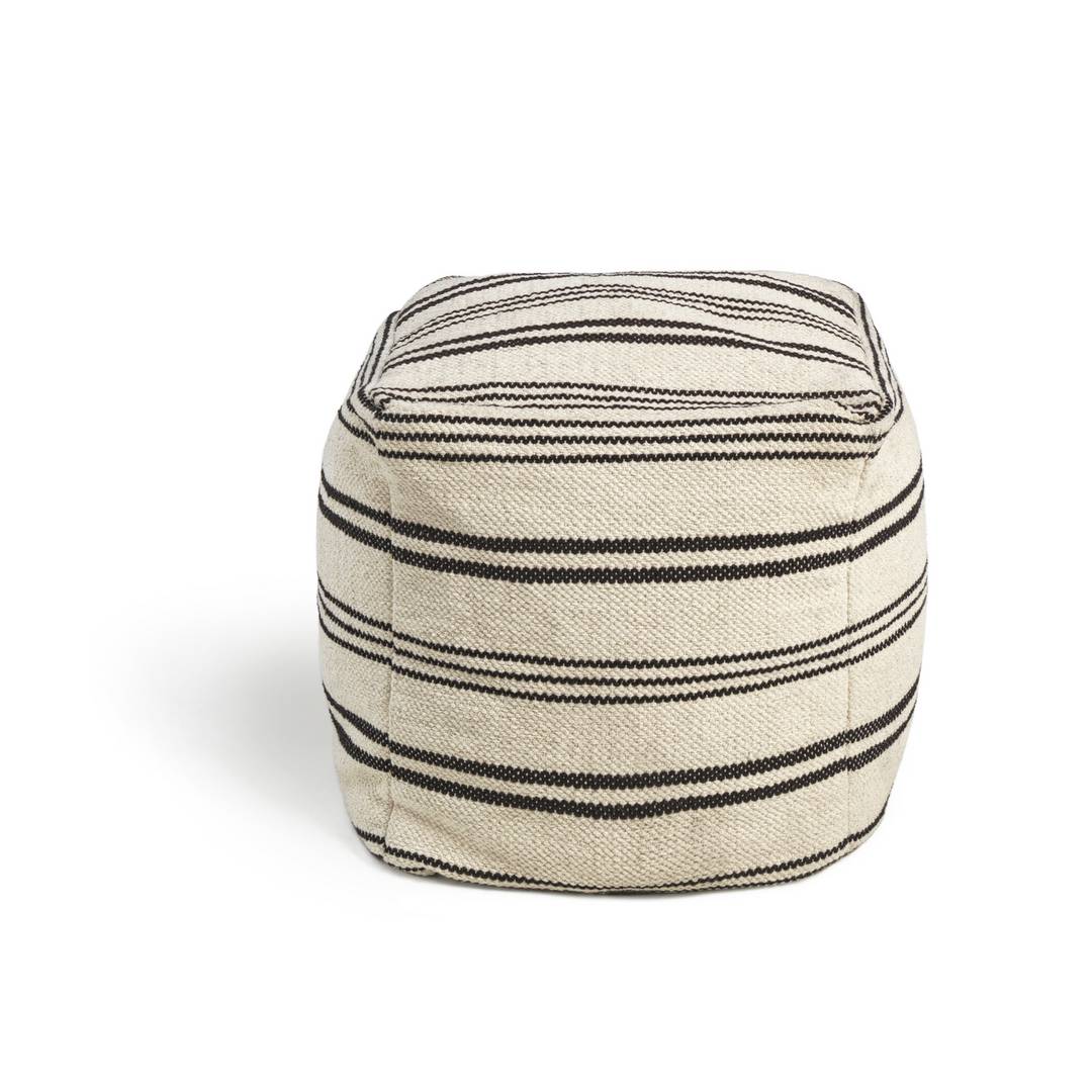 Kaikoo Layne Wool Pouffe - Black & White