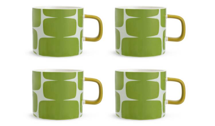 Habitat x Scion Lohko Set of 4 Stoneware Mugs - Green