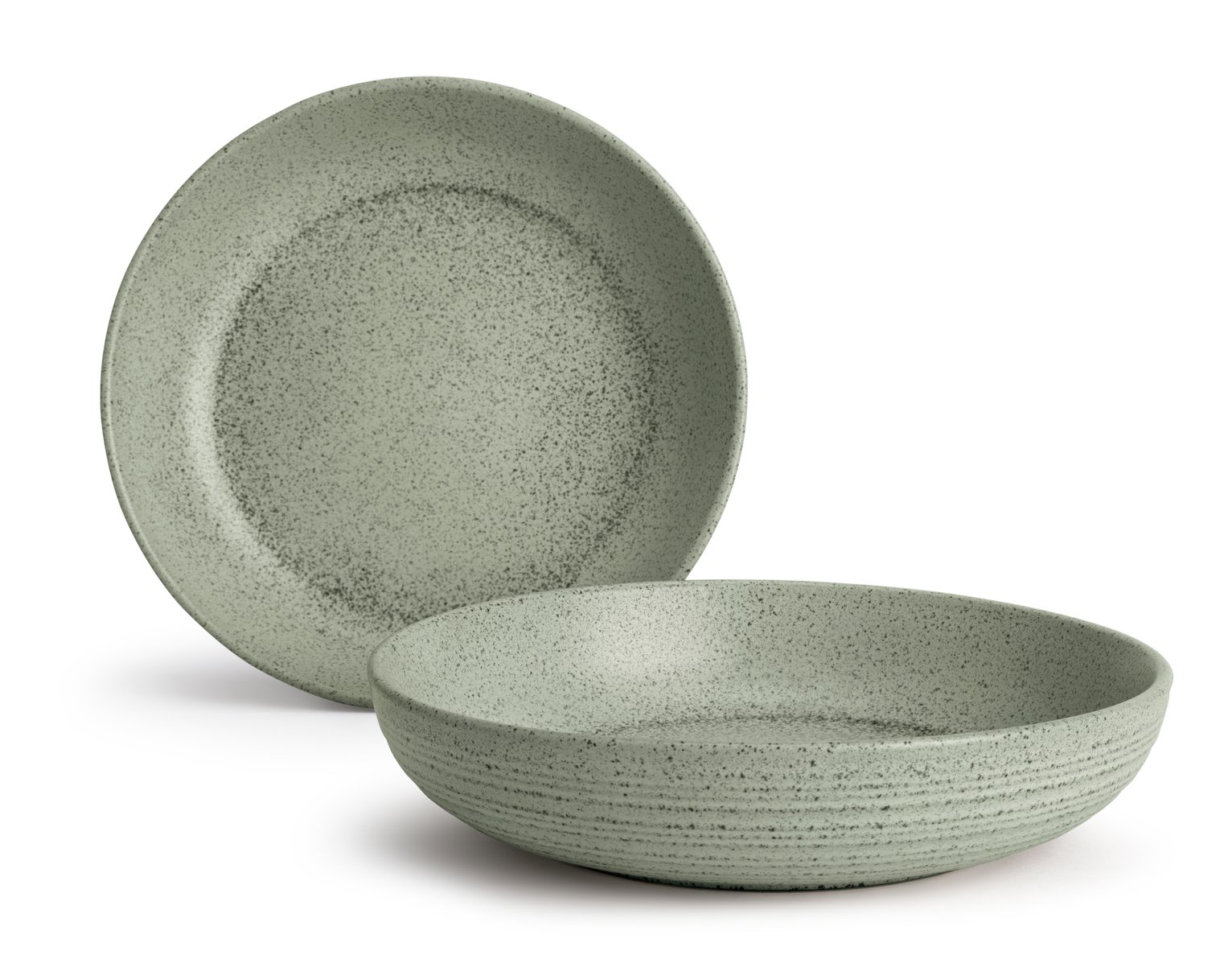 Habitat Textured Ripple 4 Piece Stoneware Pasta Bowls - Sage