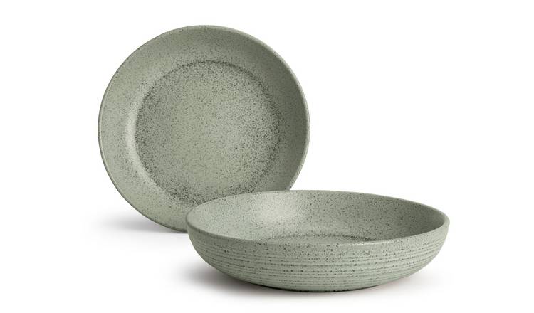 Buy Habitat Textured Ripple 4 Piece Stoneware Pasta Bowls - Sage ...