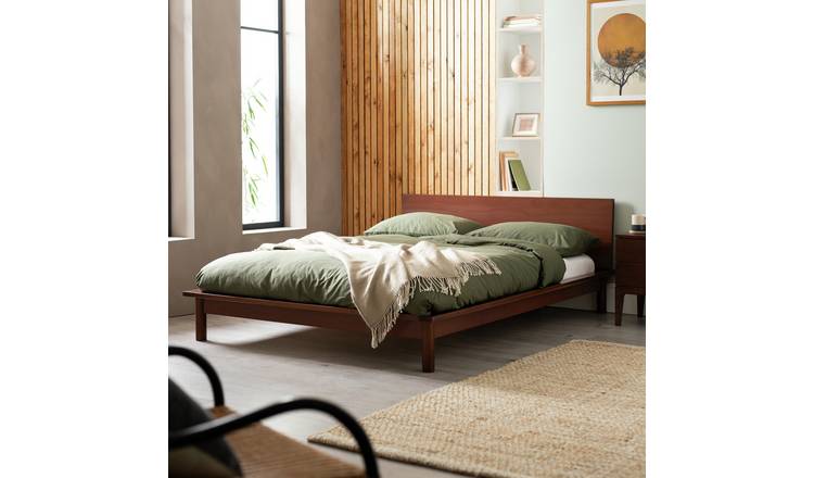 Habitat Akio Double Wooden Platform Bed Frame - Walnut