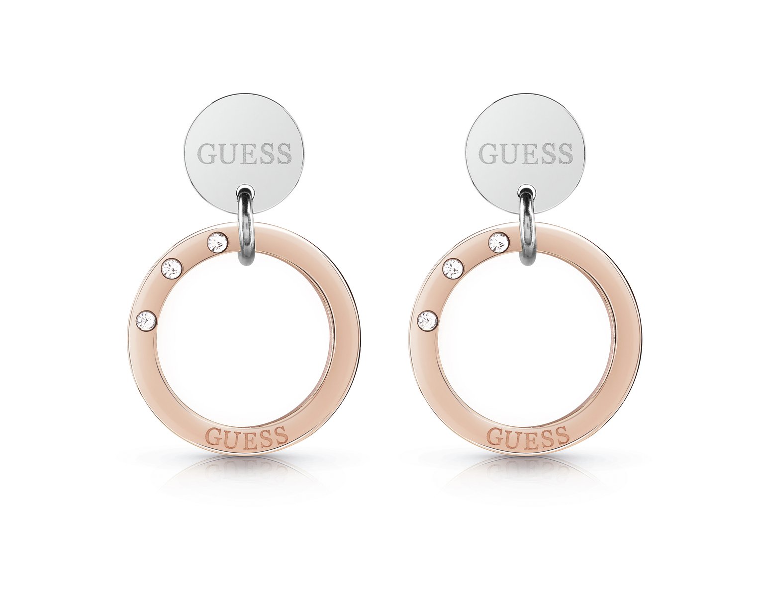 Guess Rhodium and Rose Gold Plated Circles Stud Earrings Review