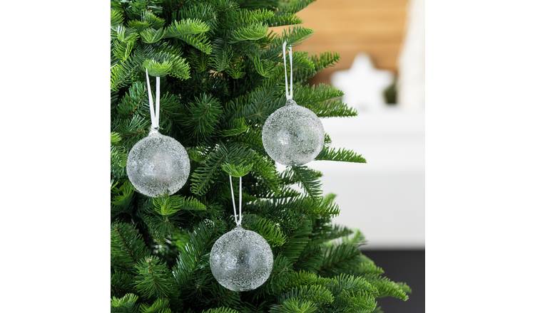 Habitat Pack Of 3 Glass Christmas Baubles - White