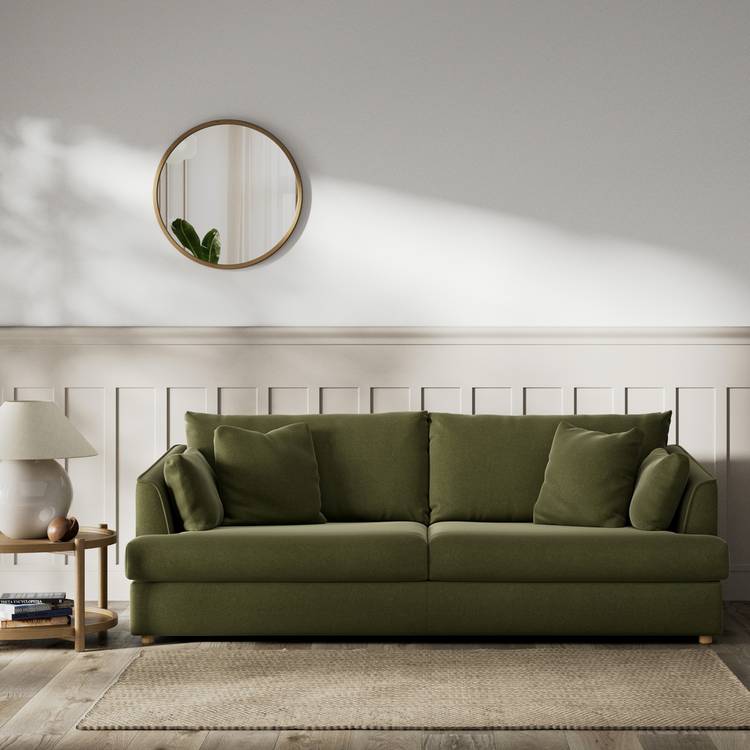 Habitat Holmfirth Velvet 4 Seater Sofa - Moss Green 0