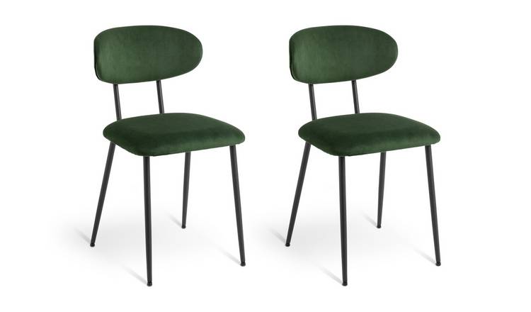 Habitat Ariana Pair of Velvet Dining Chairs - Green